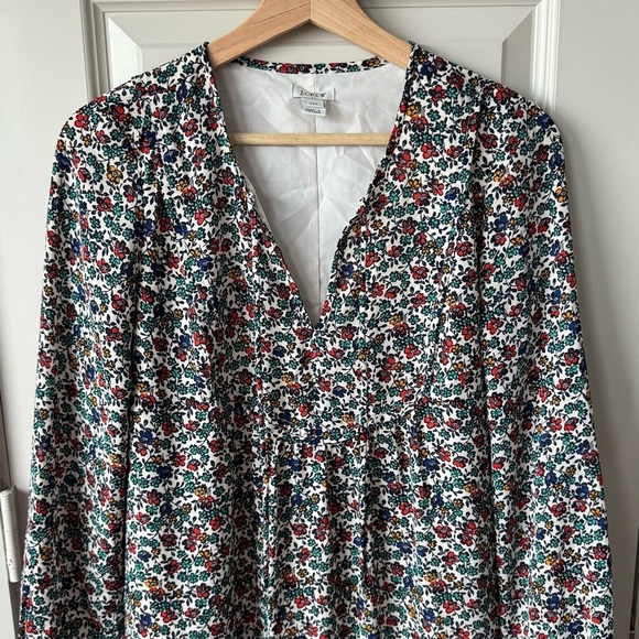 J.Crew Fiery Sunset Floral Long Sleeve V-Neck Printed Flowy Dress Size XXS - Picture 8 of 9